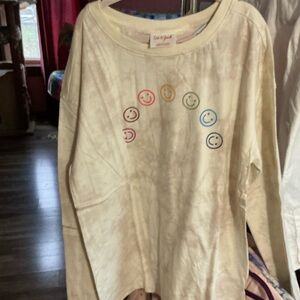 Cat & Jack Cream Long Sleeve Shirt with Smiley Faces